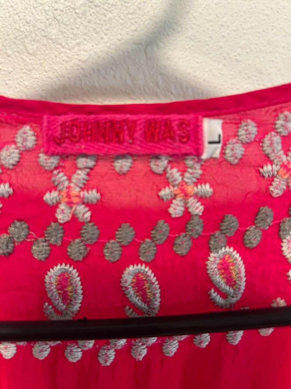 Johnny Was Hot Pink Embroidered V-Neck Tunic/Dress - Picture 2 of 4